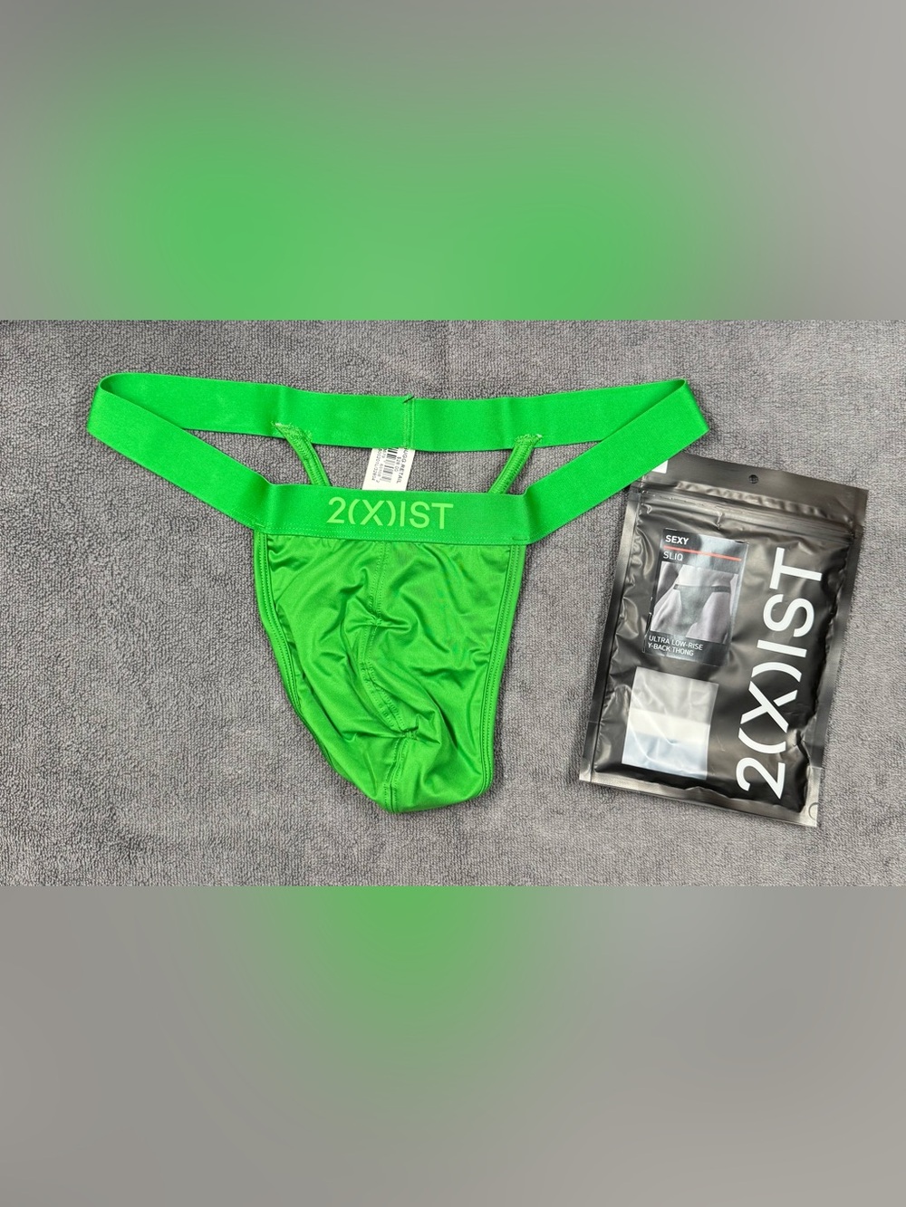 2xist Sliq Micro y-back thong in Irish Jig bright green